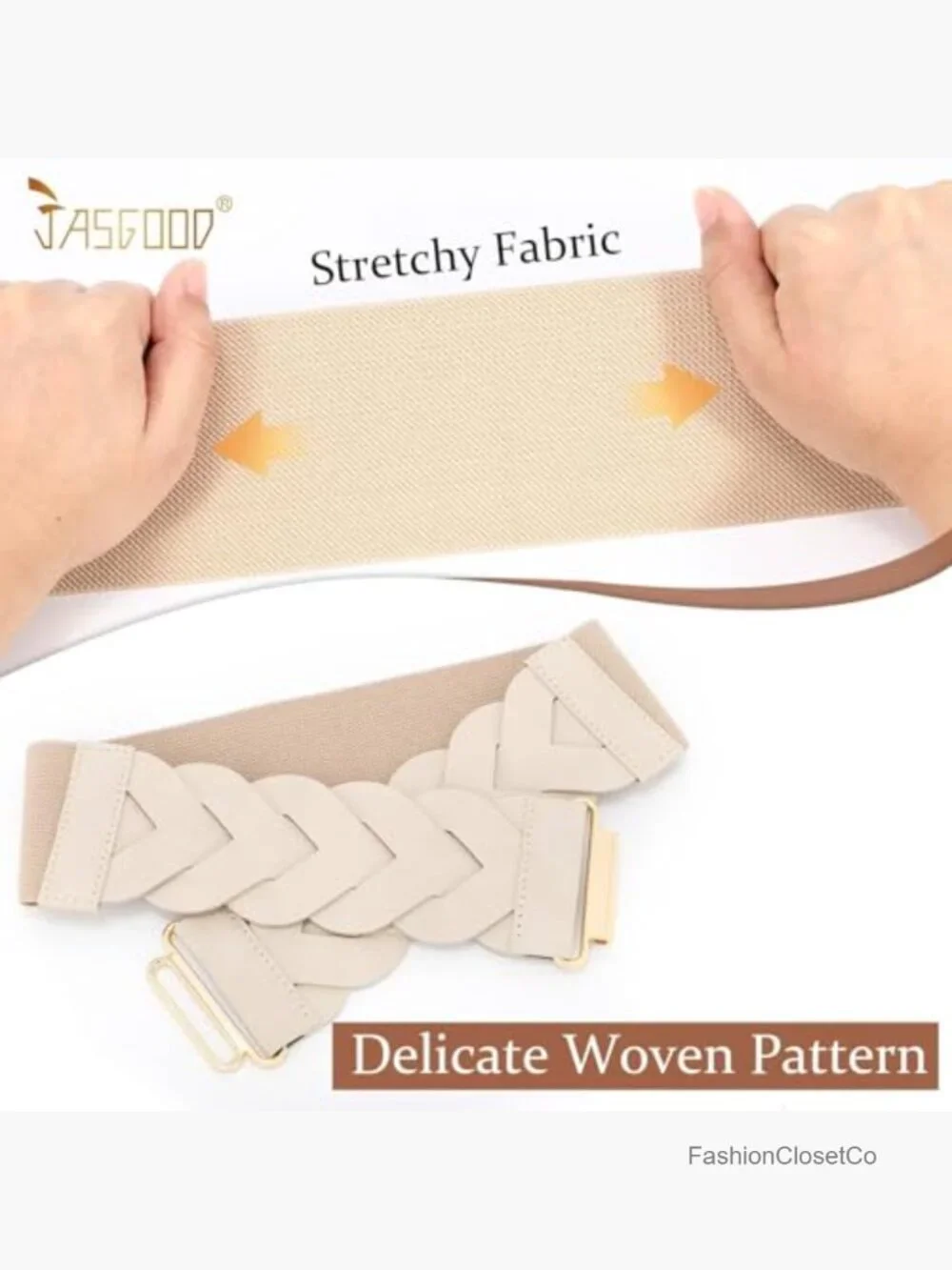 Vintage Stretchy Wide Waist Belt Braided Elastic Faux Leather Belt for Dresses